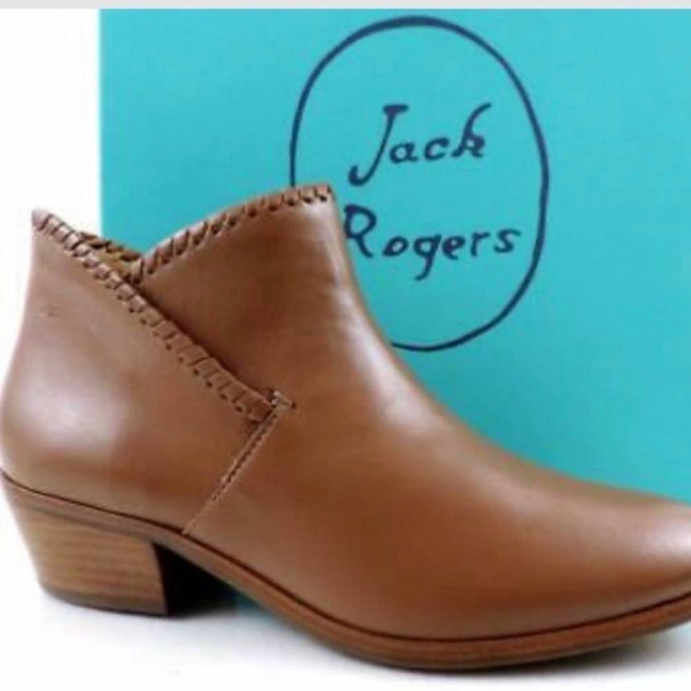 Jack Rogers Sadie leather Ankle Booties Boho Camel Brown Tan size 8
